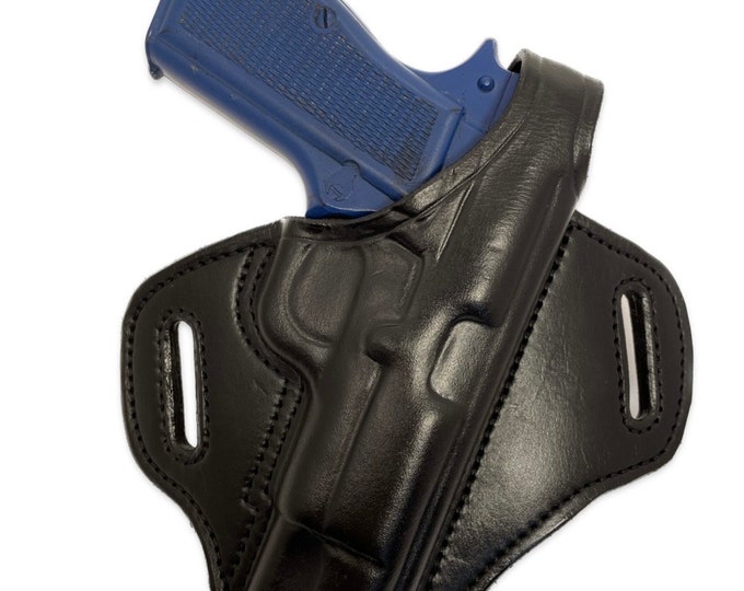 Hi-power / SA-35 with retention strap - Handcrafted Leather Pistol Holster