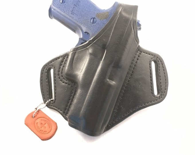 SIG p229 with retention strap - Handcrafted Leather Pistol Holster