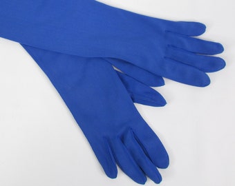 Vintage Royal Blue Elbow Length Gloves//Lady's Evening Gloves//Opera Costume Dress-Up Pretend Play