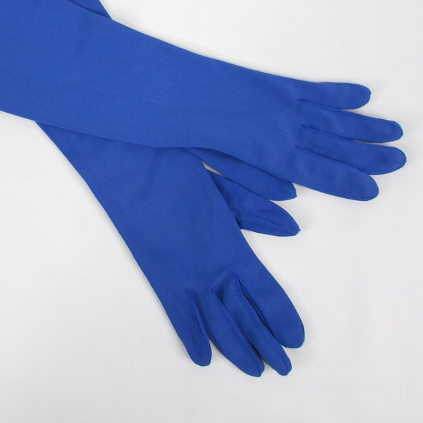 Vintage Royal Blue Elbow Length Gloves//Lady's Evening Gloves//Opera Costume Dress-Up Pretend Play
