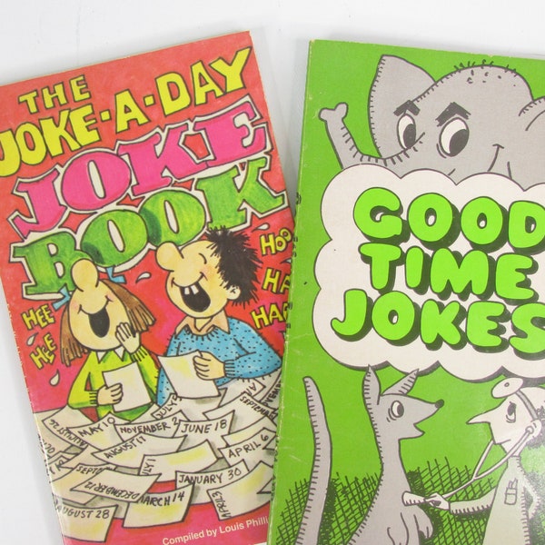 2 Vintage Joke Books//Joke-A-Day Weekly Reader 365 Jokes/Good-Time Jokes by George from 1971//Funny Silly Corny Joke Collection//Dad Jokes