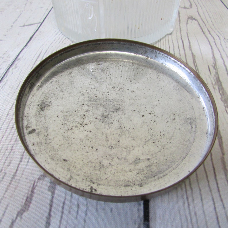 Glass Powder Puff Jar Vintage Vanity Accessory Clear Ribbed Etsy