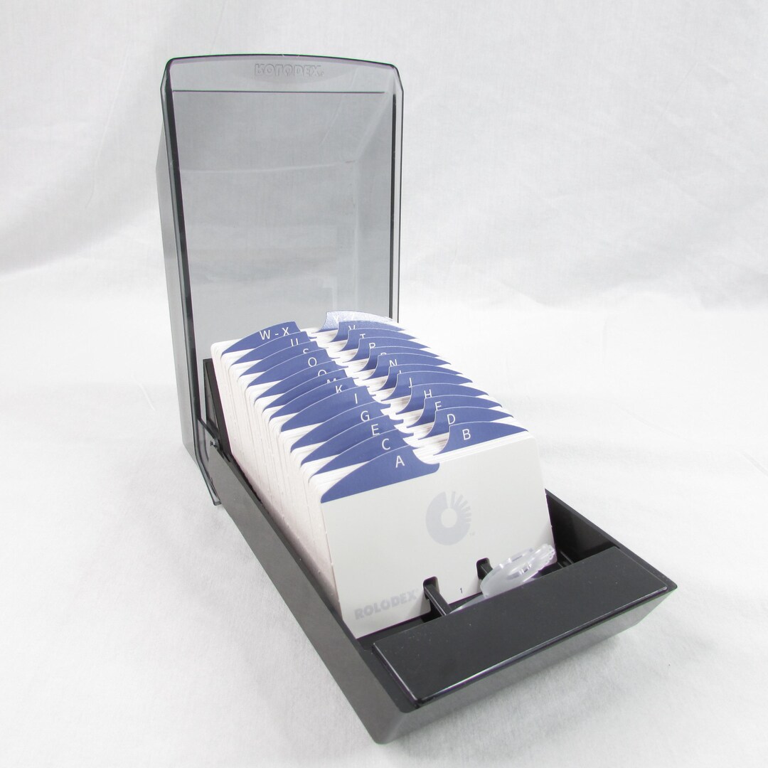 Long Rolodex Box Vintage Rolodex Covered File Box Blank Cards Alphabetical Tabs VIP24C ...