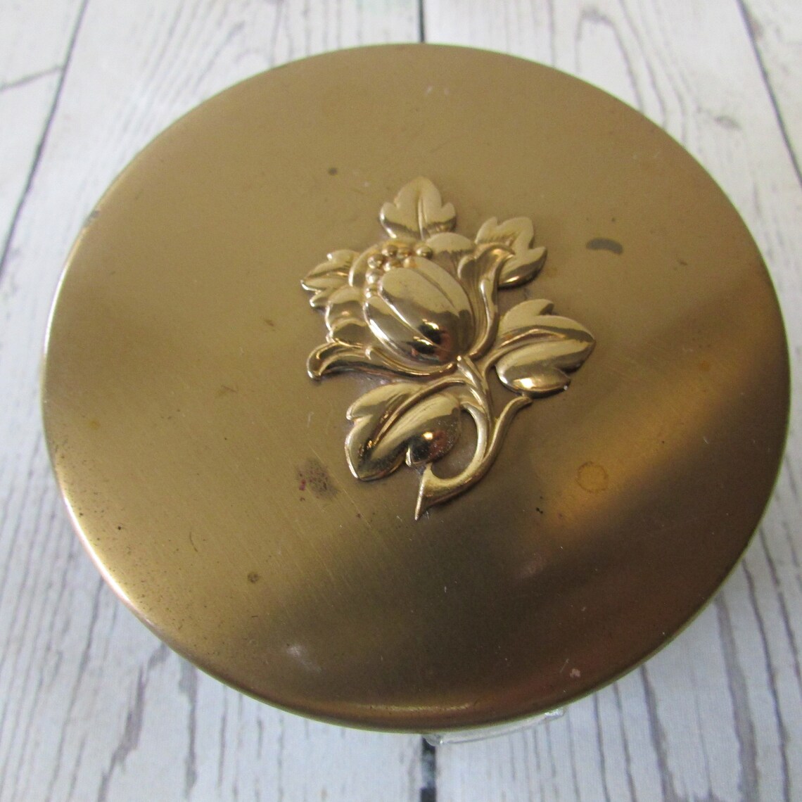 Glass Powder Puff Jar Vintage Vanity Accessory Clear Ribbed Etsy