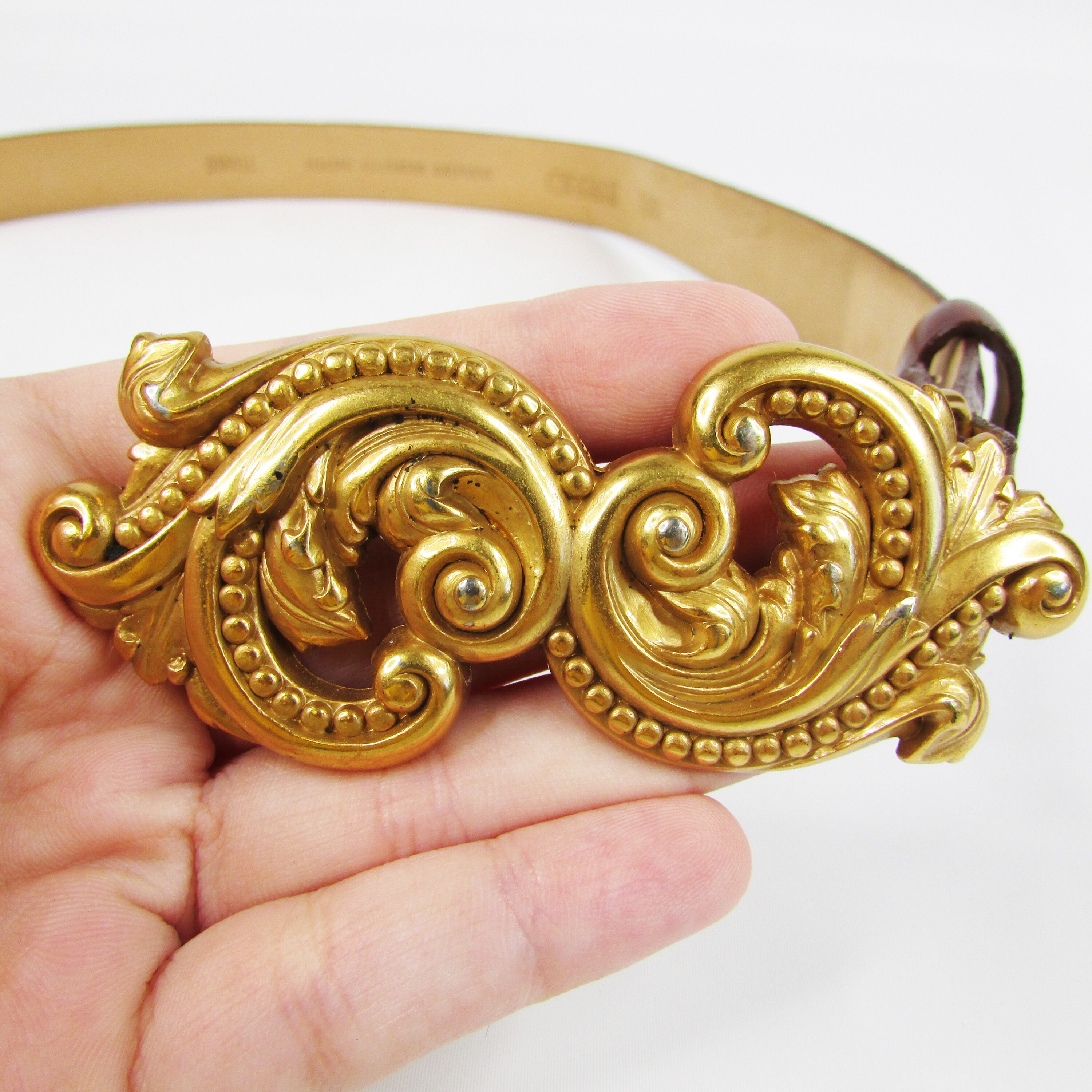 Vintage Cipriani Leather Belt: Italian Alligator Calfskin 