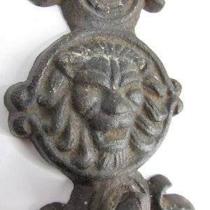 Metal Door Handle LION HEAD FACE//Ornate Scrolls Flourishing 9 Inch Tall Rustic Door or Cabinet Pull//Heavy Duty Industrial Garden Gate