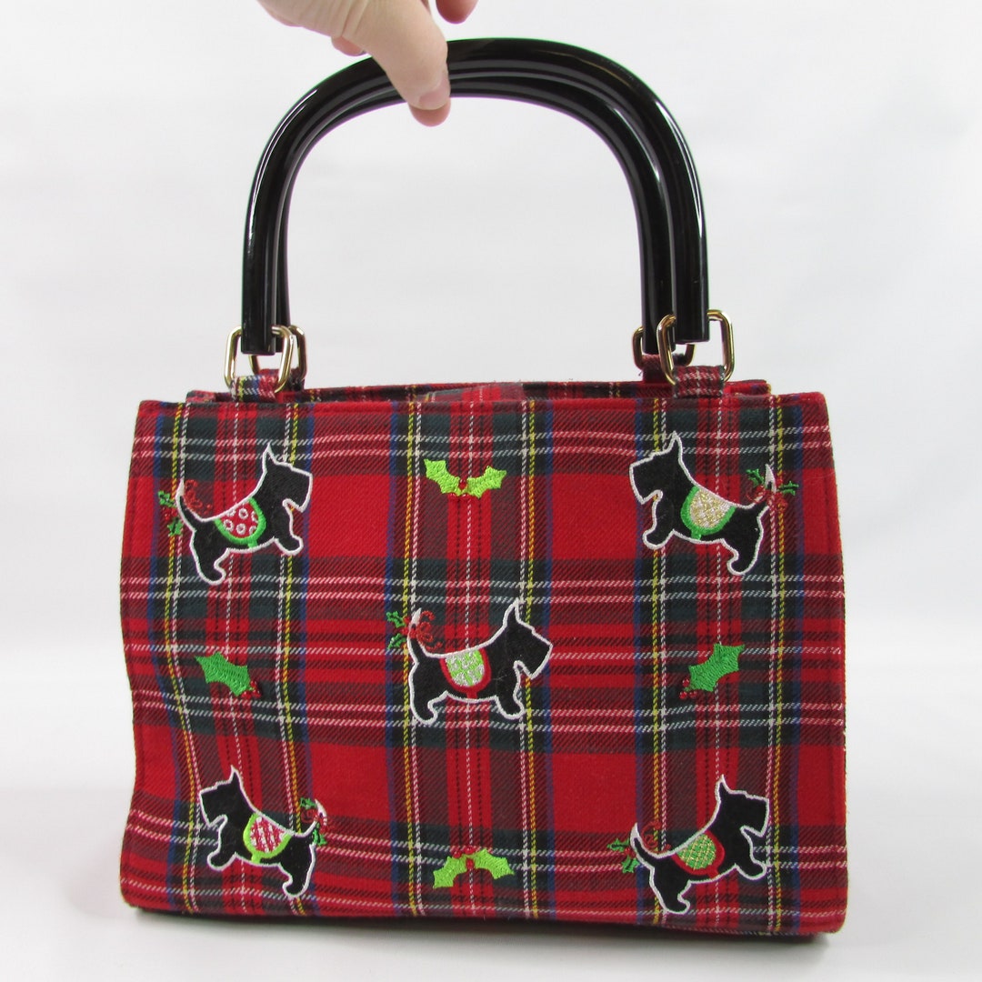 Vintage Kim Rogers Christmas Purse Red Plaid Scottie Dogs Etsy