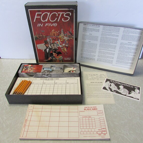 Vintage 1967 Facts In Five Game 3m Bookshelf Game Of Etsy