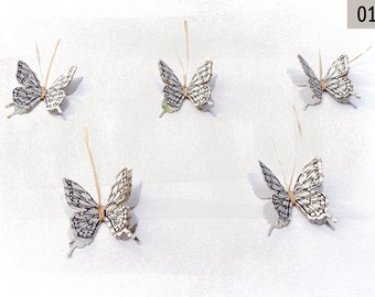 BSILSCH: 5er Set 3D-Schmetterlinge, handgemachte Schmetterlinge aus Papier, Schmetterlinge Deko