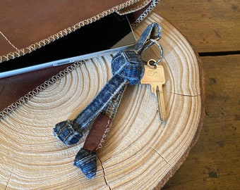 JKBLA: Keychains made from leftover blue jeans, sustainable keychains made from recycled materials