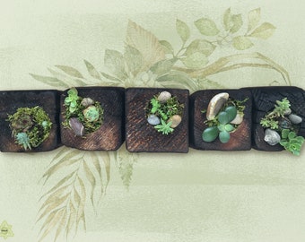 PALFEU: Teelichthalter aus Paletten-Holz, Paletten-Holz Sukkulent Topf, Teelichtständer aus Holz