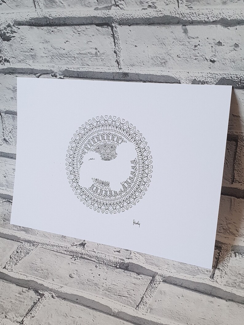 Shih Tzu Lhasa Apso Silhouette Mandala Design Print Etsy