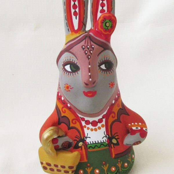Orange - Rabbit Handcrafted Ceramic Toys (Set of 2)