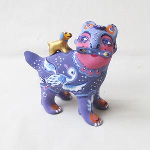 Snow cat and his friend - ceramic whistle collectible art ceramic sculpture home decor a creative gift