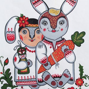 Easter bunnies from Ukraine.  Digital art print Ukraine pdf Ukraine art  Ukrainian culture