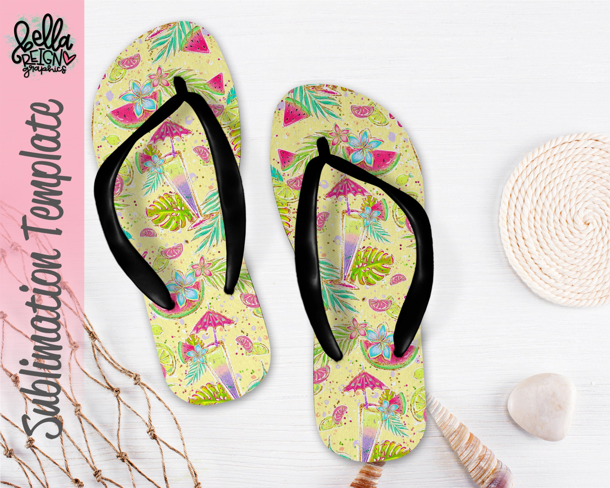 Sublimation Flip Flop Design Summer Flip Flop Template | Etsy