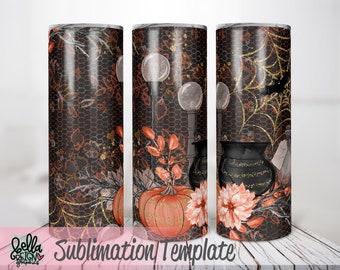 Halloween Skinny Tumbler Wrap - PNG Sublimation Design - Skinny Tumbler Wrap - Download for 20 oz Skinny Tumbler - Tumbler Design - Pumpkin