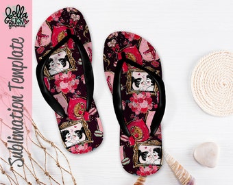 Sublimation Flip Flop Design - Valentine's Day Flip Flop Template - Summer Template - PNG Download - Sublimation File