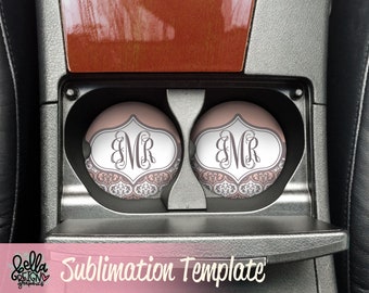 Car Coaster Sublimation Design - Car Coaster PNG - Cute Car Coaster - Matching Set - Sublimation Design - Coral Car Coaster