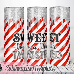 Candy Cane Skinny Tumbler Sublimazione Modello - Striped Sweet and Twisted Tumbler Sublimation Design - Skinny Tumbler Wrap - 20 once Tumbler