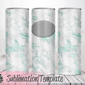 Skinny Tumbler Sublimation Design Template - Marble Mint Skinny Tumbler Sublimation Design - Skinny Tumbler Wrap - 20oz Tumbler