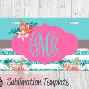 Sublimation License Plate Template - Car Tag Template - Tropical License Plate Design - PNG - Sublimation File