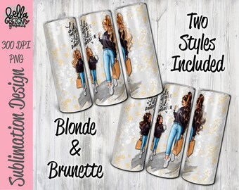 Mother's Day Skinny Tumbler Wrap Sublimation Design Template -  Like Mother Like Daughter Skinny Tumbler Sublimation Design - 20oz Tumbler
