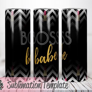 Boss Babe Tumbler Sublimation Vorlage - PNG Sublimation Design - Mädchen BossSkinny Tumbler Wrap - Download für 20 Oz Skinny Tumbler