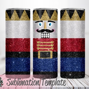 Modelo de design de sublimação de copo magro de Natal - quebra-nozes Design de sublimação de copo magro - envoltório de copo magro - copo de 20 onças