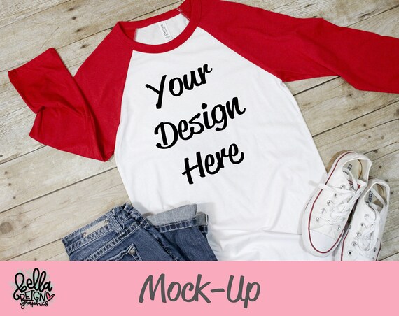 Baseball Mockup Bella Raglan Mockup Canvas 3200 photography flat lay