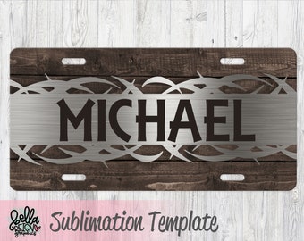 Mens License Plate Design - Sublimation Template - Car Tag Template - License Plate Design for Men - PNG - Sublimation File