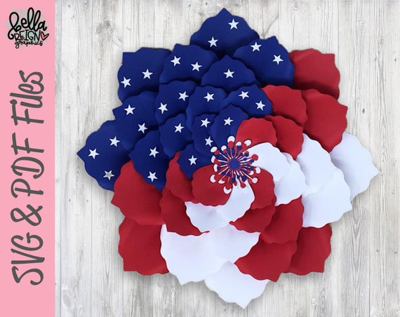 Download American Flag Paper Flower File Patriotic Paper Flower Cut Etsy