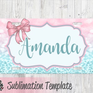 Sublimation License Plate Template - Car Tag Template - Pastel Glitter License Plate Design - PNG - Sublimation File