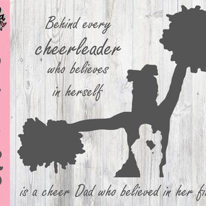 Detrás de cada animadora que cree en sí misma - Cheer Dad SVG - Football Cut File - Cheerleading Clipart - Silhouette Cricut Cut File