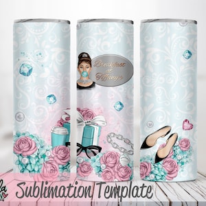 Skinny Tumbler Sublimation Design Template - Breakfast at Tiffany&#39;s Skinny Tumbler Sublimation Design - Skinny Tumbler Wrap - 20oz Tumbler