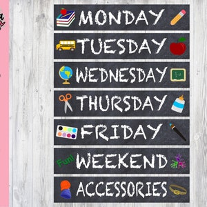 Clothing Organizer Days of the Week Labels - School Days of the Week Tags - DIY School Clothing Labels - Monday to Friday Drawer Labels