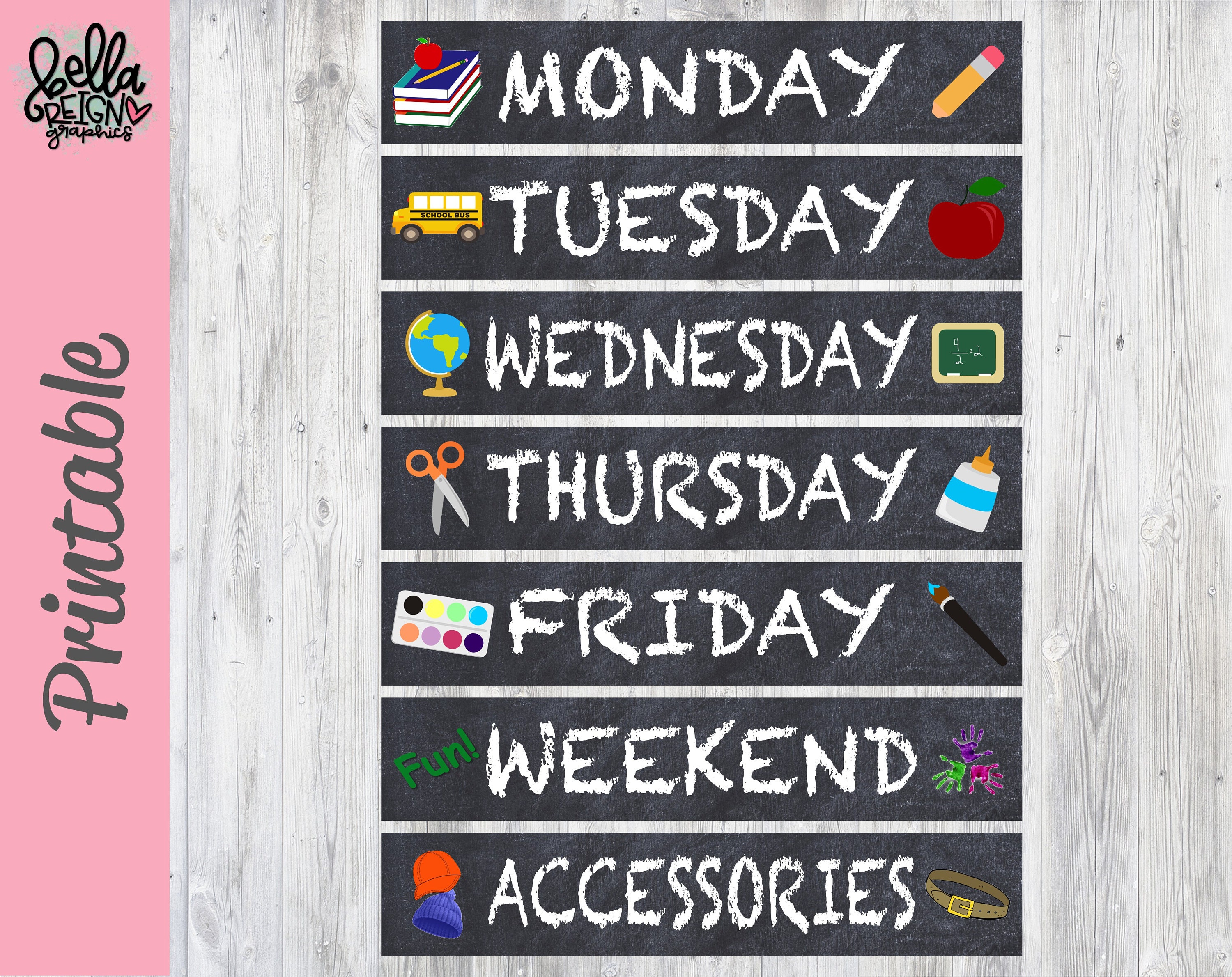 Clothing Organizer Days Of The Week Labels School Days Of Etsy