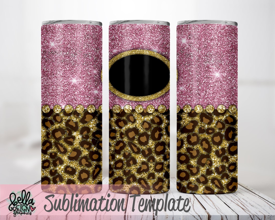 Skinny Tumbler Sublimation Design Template - Cheetah Glitter Pink ...