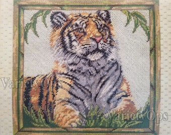 Needlepoint Kit: TIGER Picture or Pillow by Candamar - FLOSS Kit - Wildlife, Wild, Cat, Large, Tiger, Wildcat, Jungle, Cat, Big, Tropical