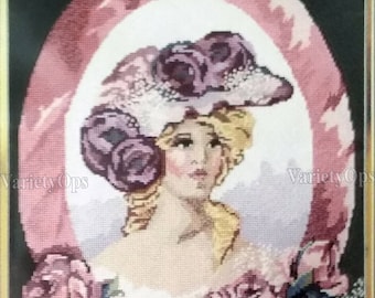 Vintage Floss Needlepoint Kit - VICTORIAN LADY by Candamar Something Special, Floss Kit, Lady, Woman, Portrait, glamour, Hat, Old Times
