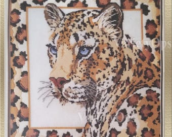 Vintage Needlepoint Kit: A 1980S Blue Eyed LEOPARD by Candamar Something Special, Nature, Jungle, Cat, Jaguar, Cheetah, Wild, Animal, Wild