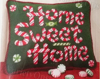 Needlepoint Kit: Home Sweet Home, CANDY CANE By Debbie Mumm Dimensions Christmas, Peppermint, Words, Holiday, Greeting, Letters