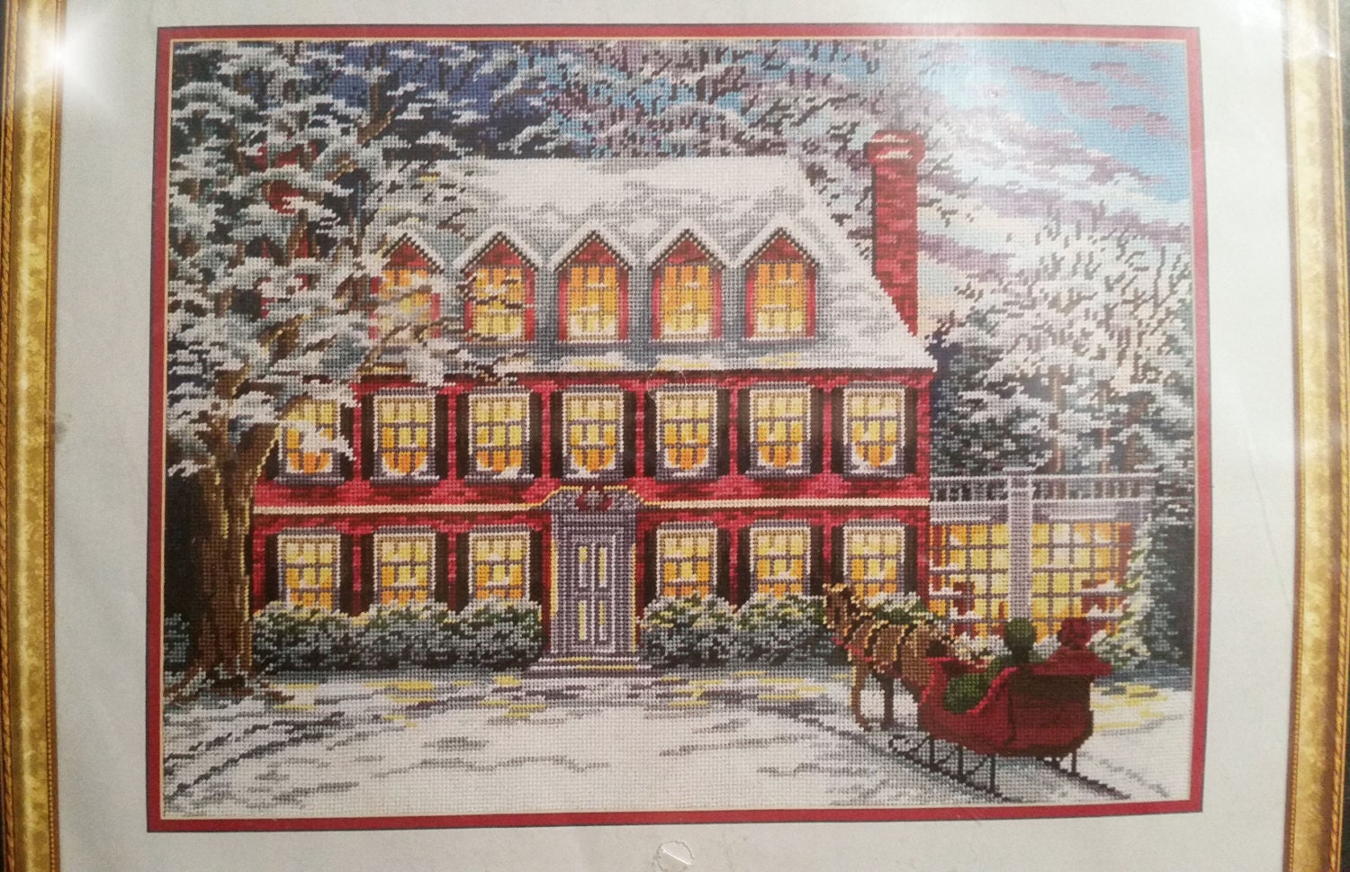 Vintage WINTER HOUSE Janlynn Needlepoint Kit Home Etsy