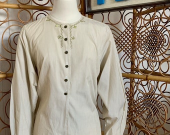 Vintage Striped Italian Designer Embroidered Blouse Tunic