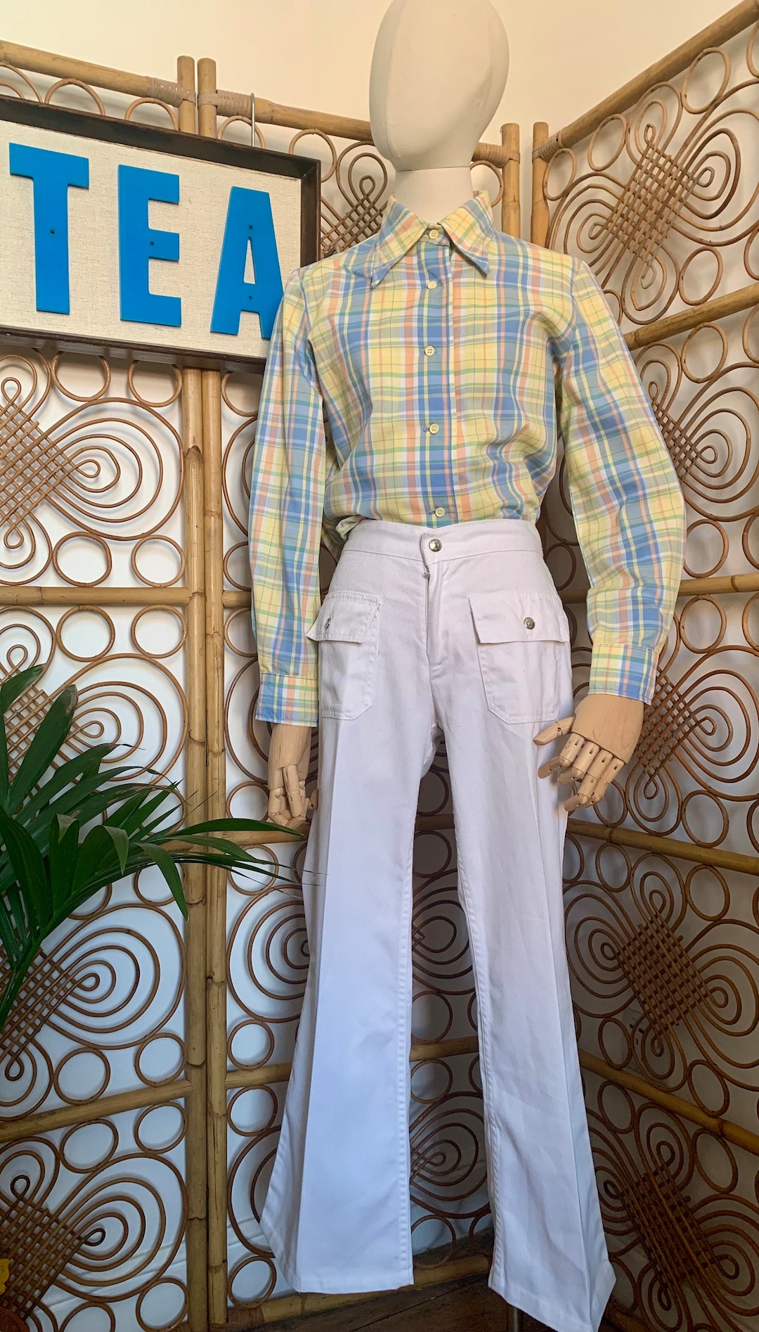 Vintage 70s Ladies White Levi Sta-prest Trousers Skinhead Skingirl