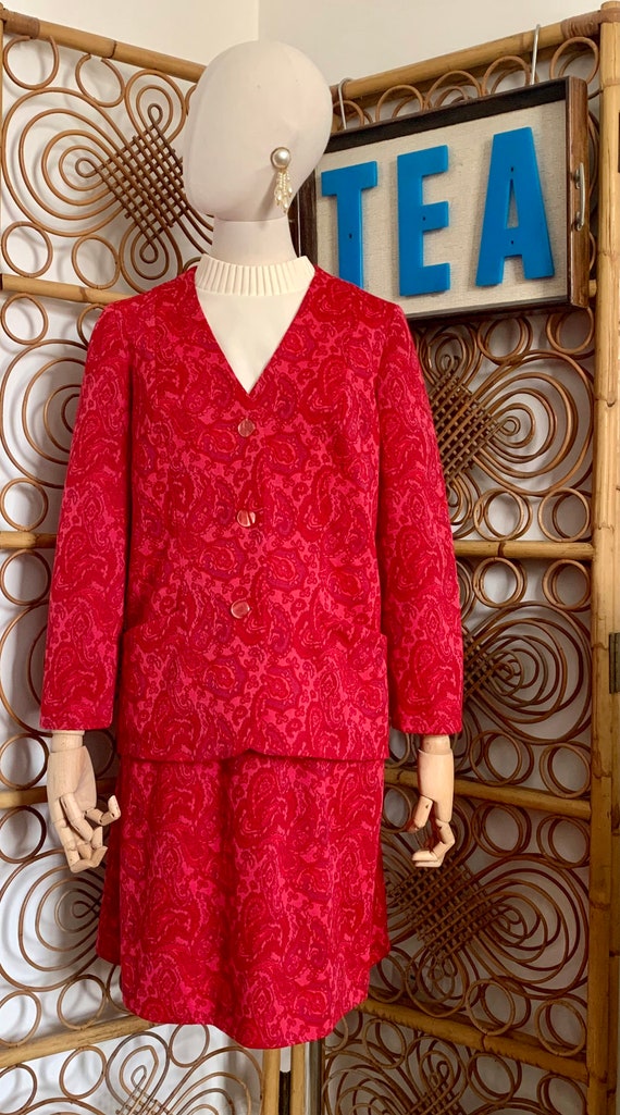 Vintage Pink & Red Paisley Dress