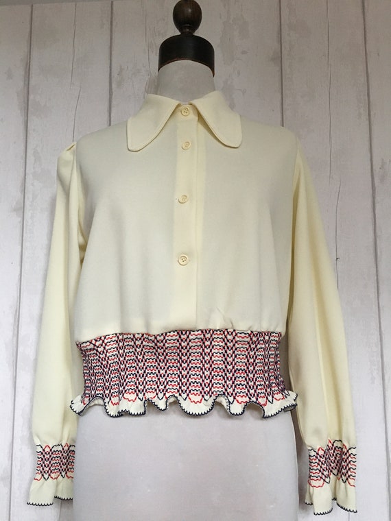 Original 1970s Cream Shirred Beagle Collar Disco C