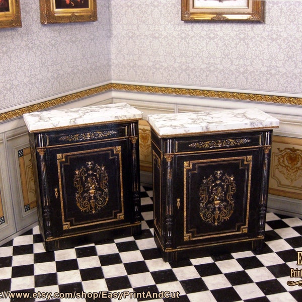 1:12 Printable Miniature  reproduction of two Napoleons cabinets,  DIGITAL DOWNLOAD, papercraft DIY, with easy video tutorial.