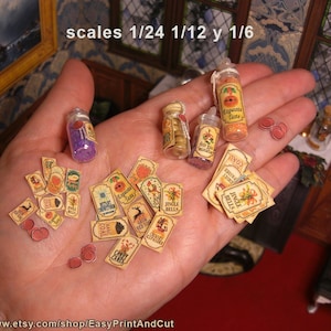 Miniature Christmas Potion Labels & Sealing Wax: Dollhouse Decorations (Printable Download)