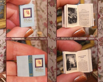 Libro en miniatura, Ana de las Tejas Verdes, 1908, libro ilustrado, escala 1:12, casa de muñecas, diorama, roombox... DESCARGA imprimible, con tutorial.